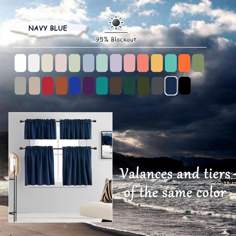 DONREN 96 Inches Long Floor Length Curtains - Dark Blue Blackout Curtains for Living Room - Rod Pocket Thermal Insulated Curtains for Bedroom (42 x 96 Inch,Set of 2 Panels) - Image 3